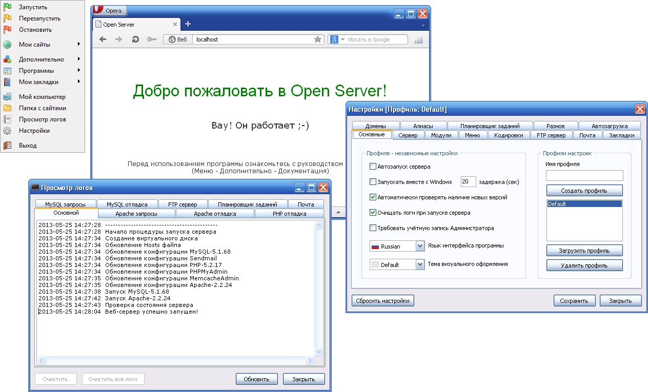 Open server 5.4. OPENSERVER Интерфейс. Опен сервер. Опен сервер логотип. Локальный сервер опен сервер.